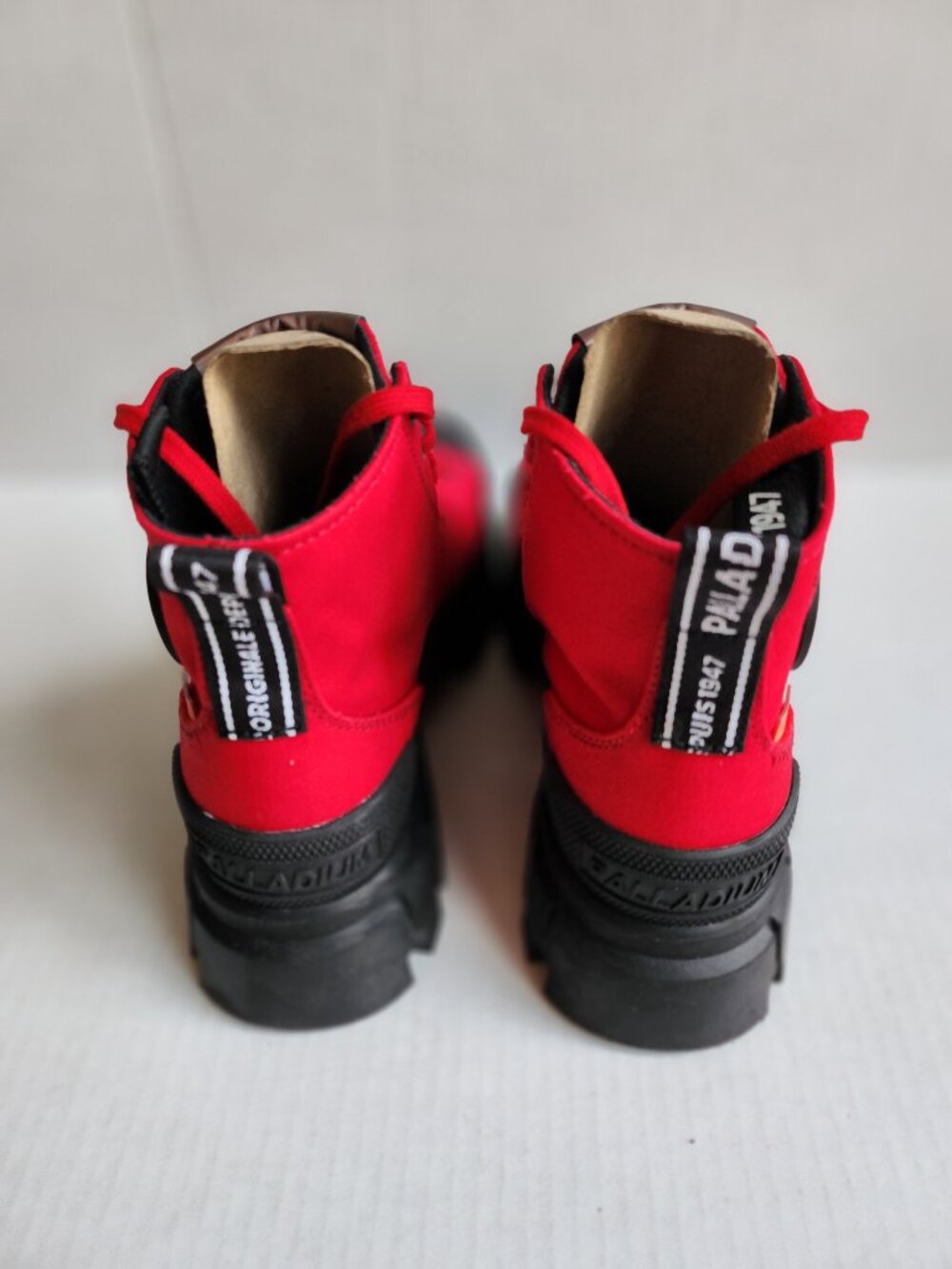 Palladium Women’s Red Canvas Streetwear Platform Boots - Size 6 - Rugged Hig NWT - Picture 4 of 13